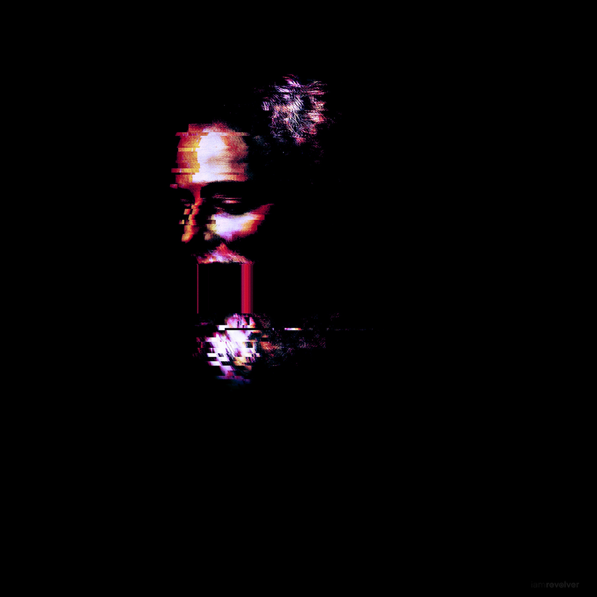 Glitch noir tech distortion portrait dark