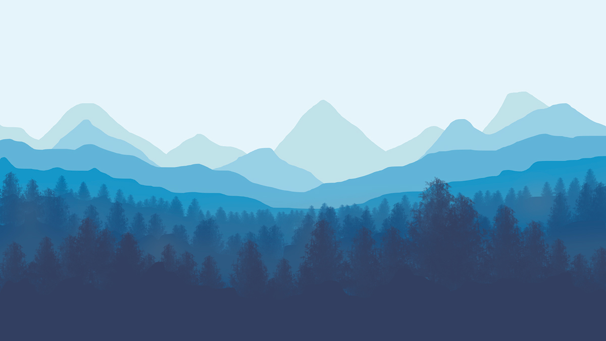 blue blues cold mountains flat design flat trees highlights peaceful hills clouds birds SKY FIREWATCH Games
