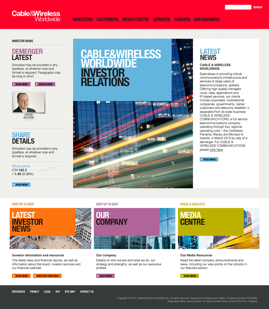 cable & wireless UK Website Web campaign