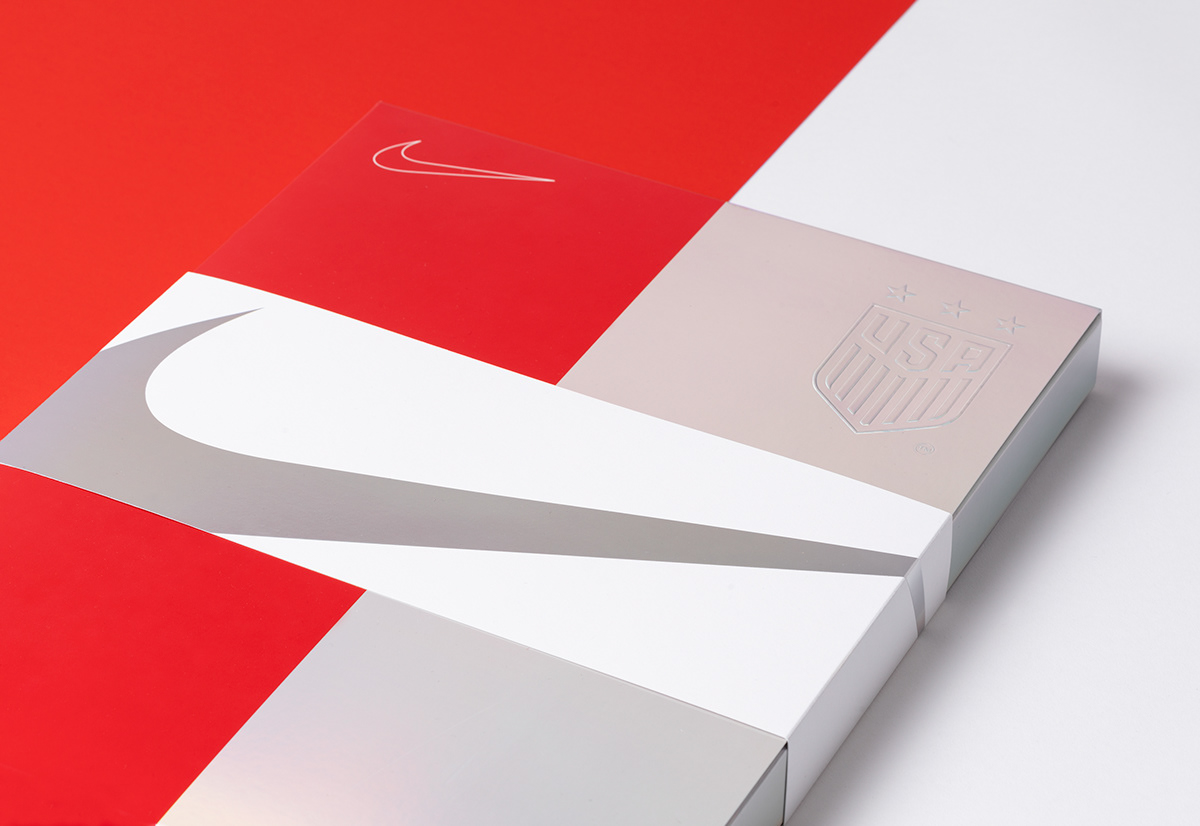 graphic design  print Packaging Layout paper foil Nike holographic art direction 