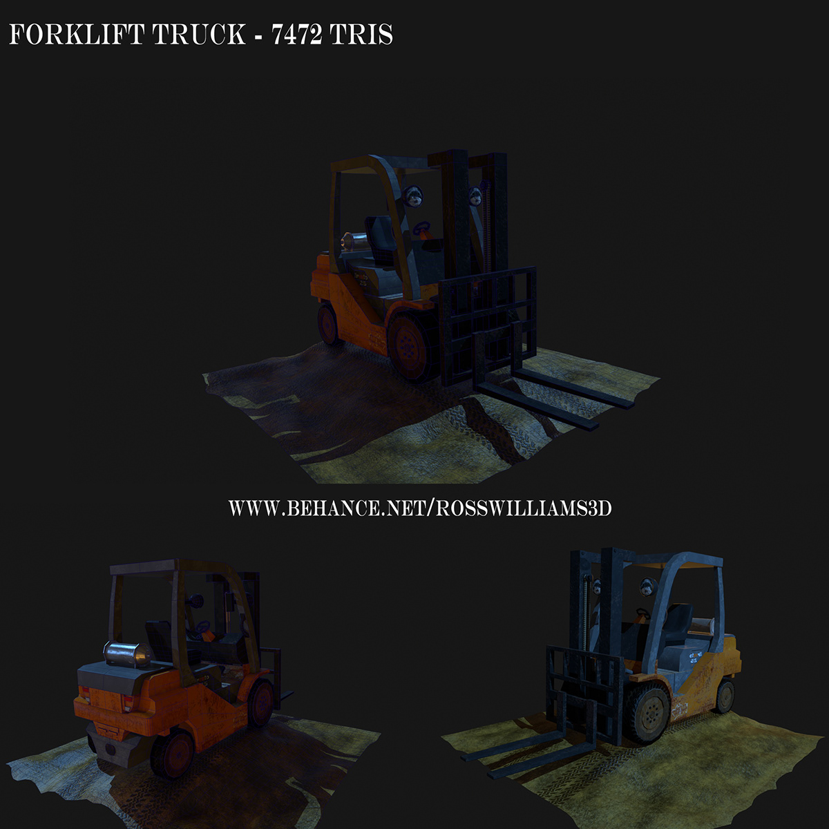 art 3D gameart Games lowpoly Maya Vehicle Forklift Truck marmoset toolbag Render photoshop nDo2