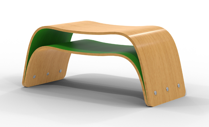 Bent plywood bench