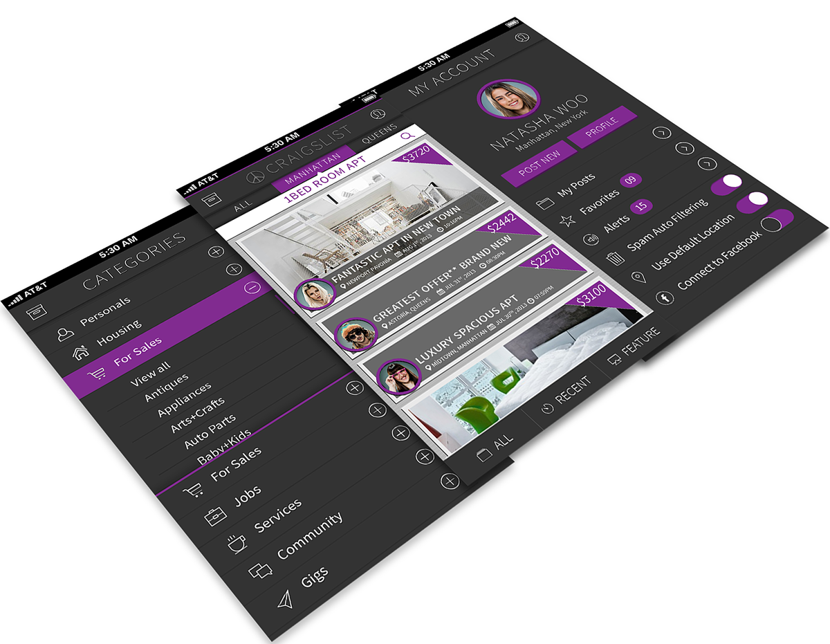 Adobe Portfolio craigslist app design redesign craigslist redesign UI ux re-design Craig Newmark craigslist ios ios apple iphone craigslist app design interactive