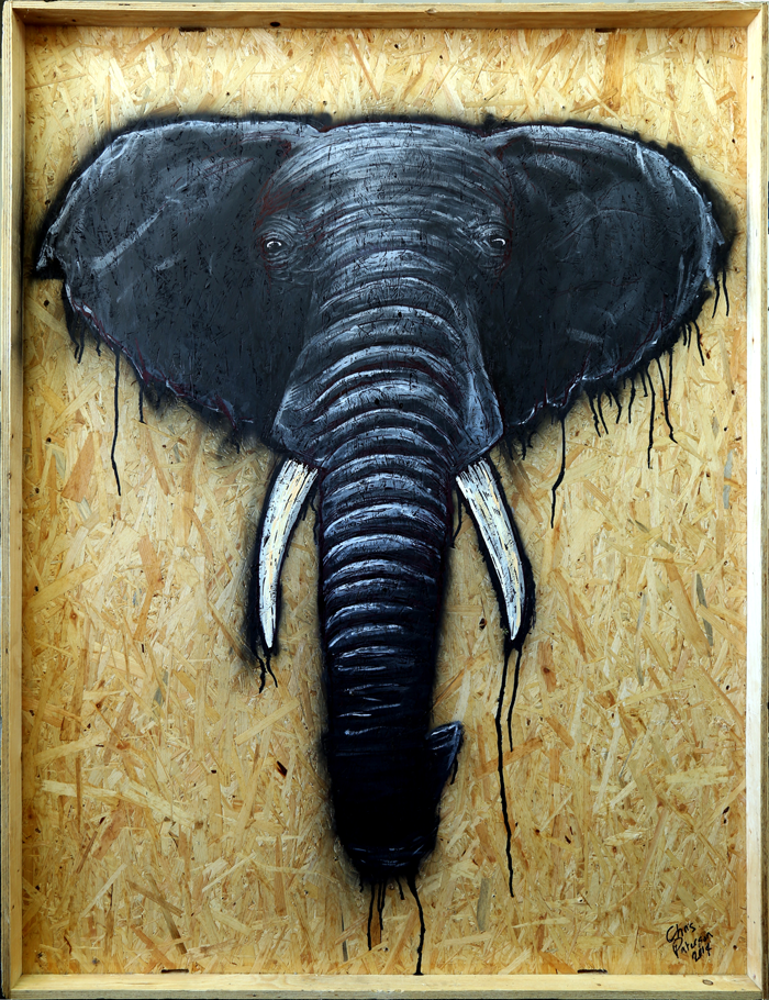 Eephant rino Pallet chip board mixed media spray paint animals