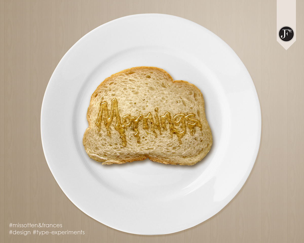 type honey digital experiment photoshop text bread plate design
