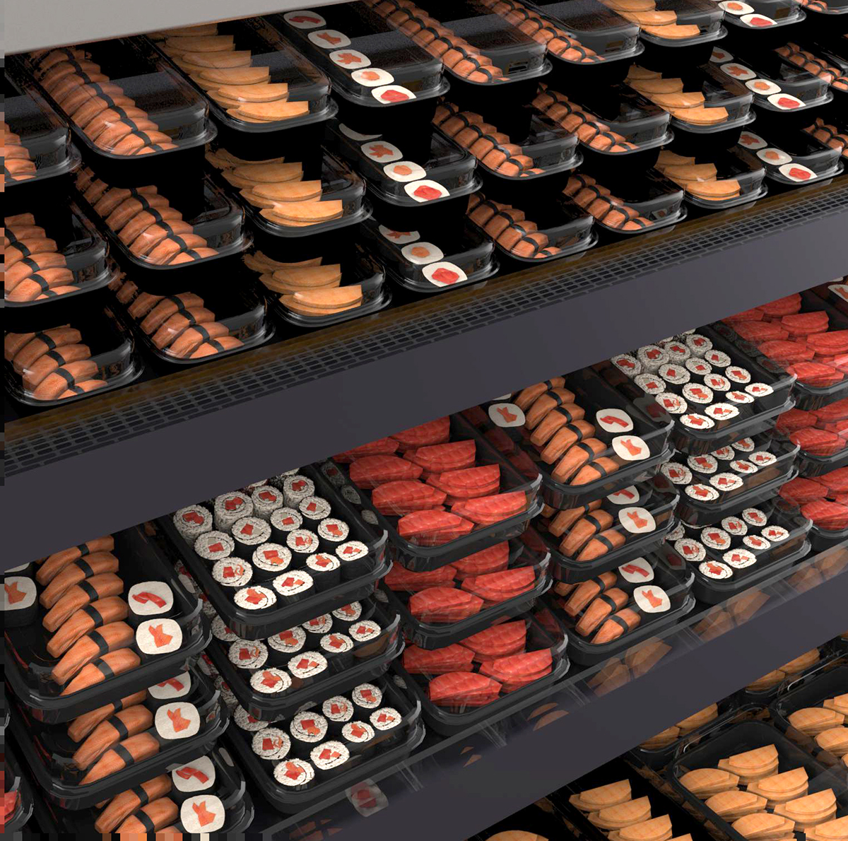 Sushi japan Stand take away supermercato market 3D model 3D design107 fish Sashimi