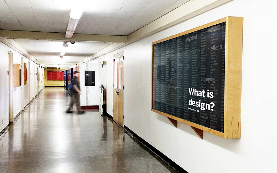 Design is ____. Exhibition  black White Show gallery grid Thinking play impactful SJSU bay area