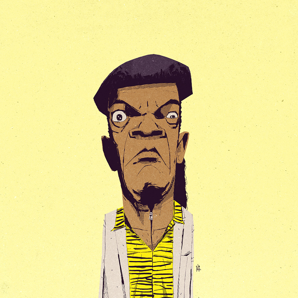 Film   portrait pop culture Samuel L. Jackson nick fury Avengers Quentin Tarantino 1990s Celebrity caricature  