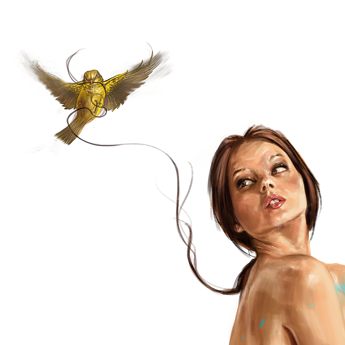 digital painting digital concept concept art Character female body bird color