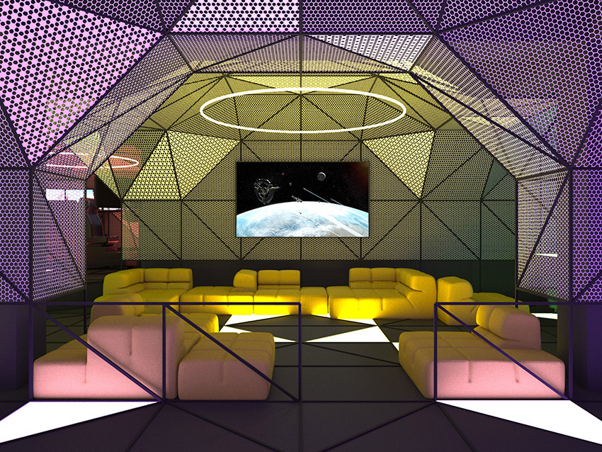 futuristic mesh Gaming virtual colorful light