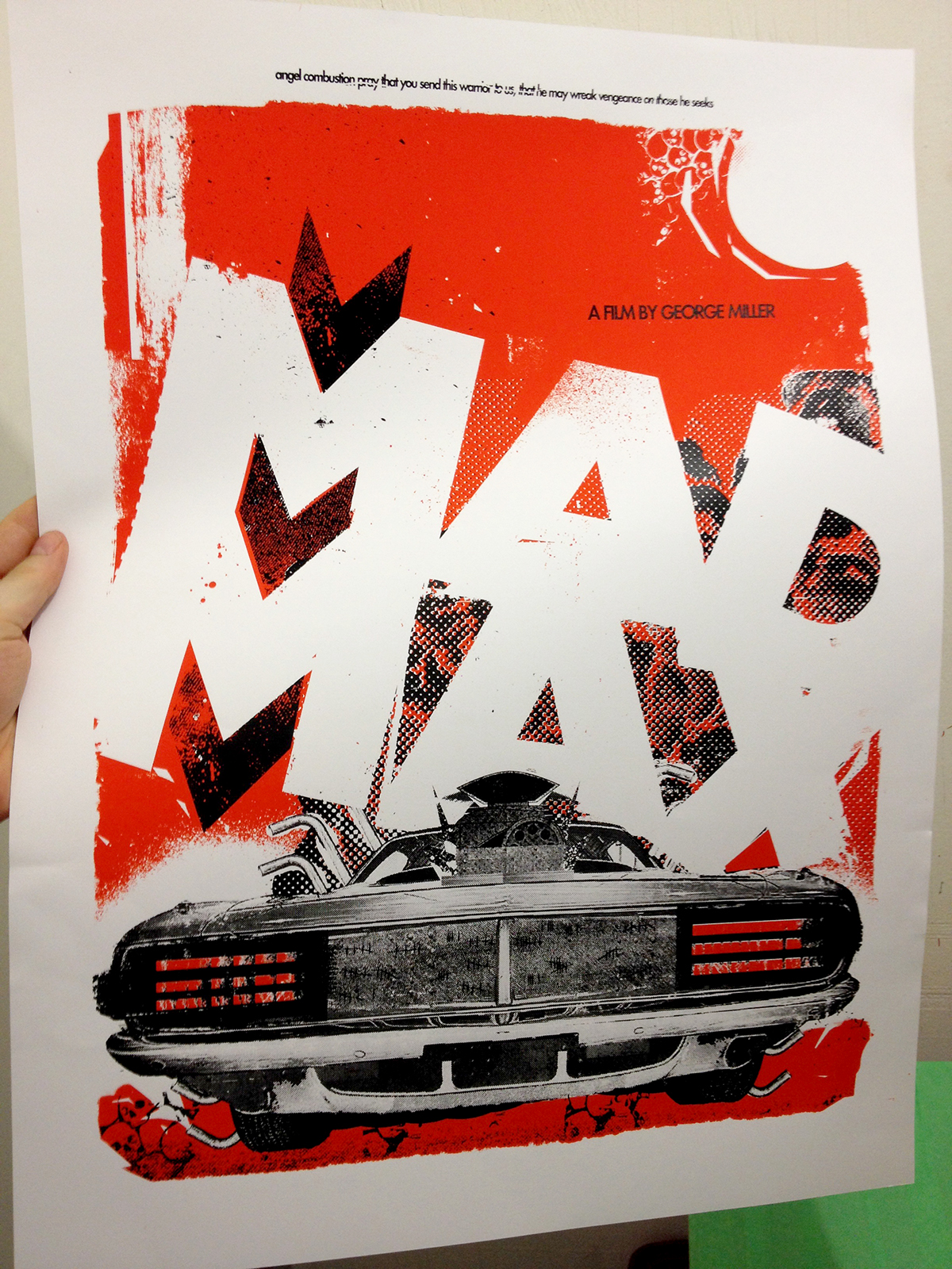 Adobe Portfolio screenprint madmax frankensteincar grit poster movie texture