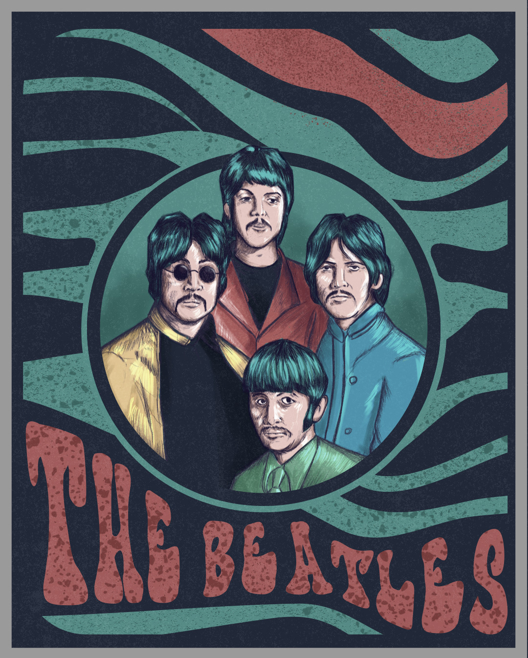 Beatles Digital Art  graphic design  ILLUSTRATION  Illustrator photoshop poster Poster Design
