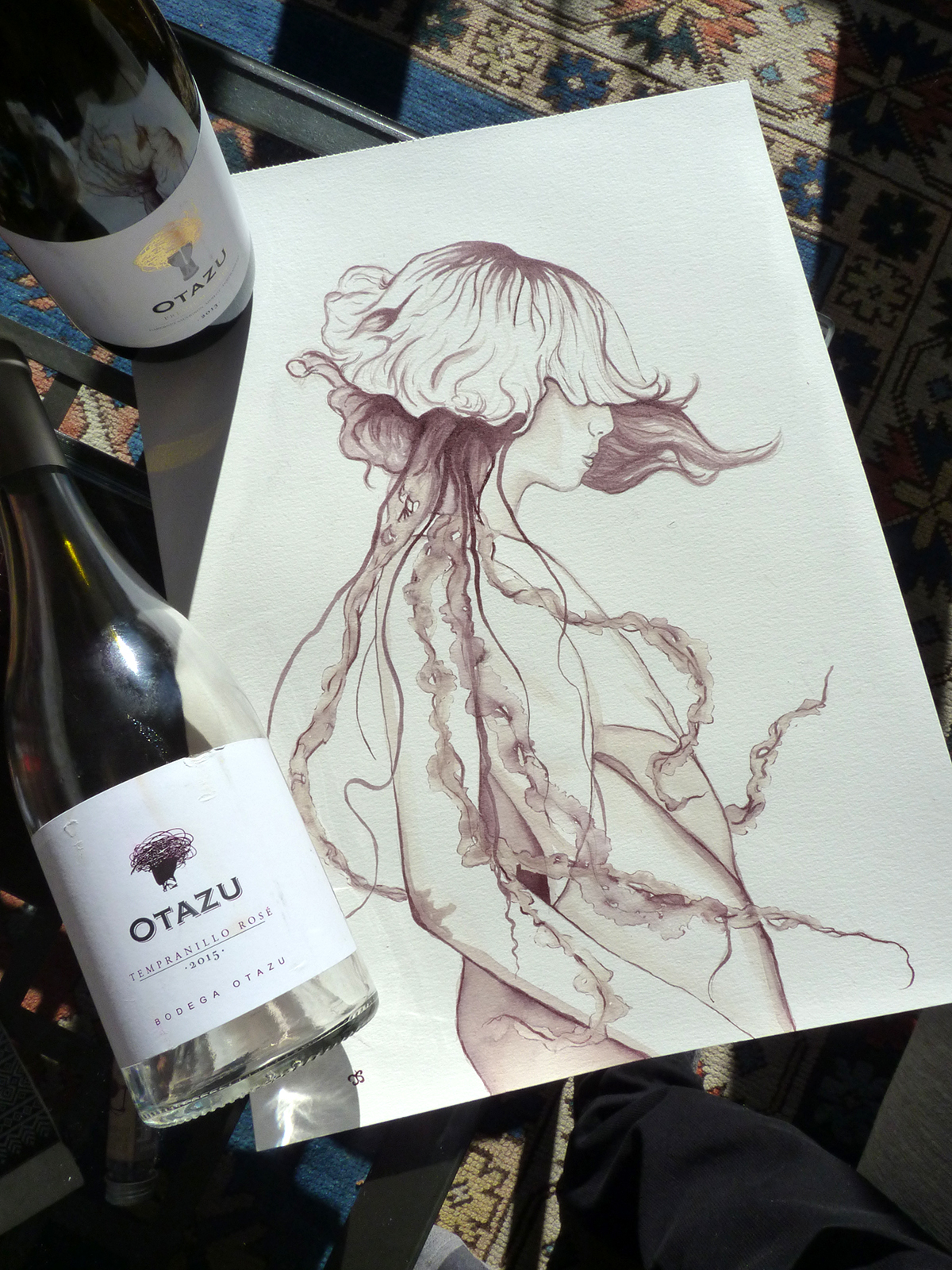 vino wine girl jellyfish mujer medusa enoturismo bodega pintura painting  