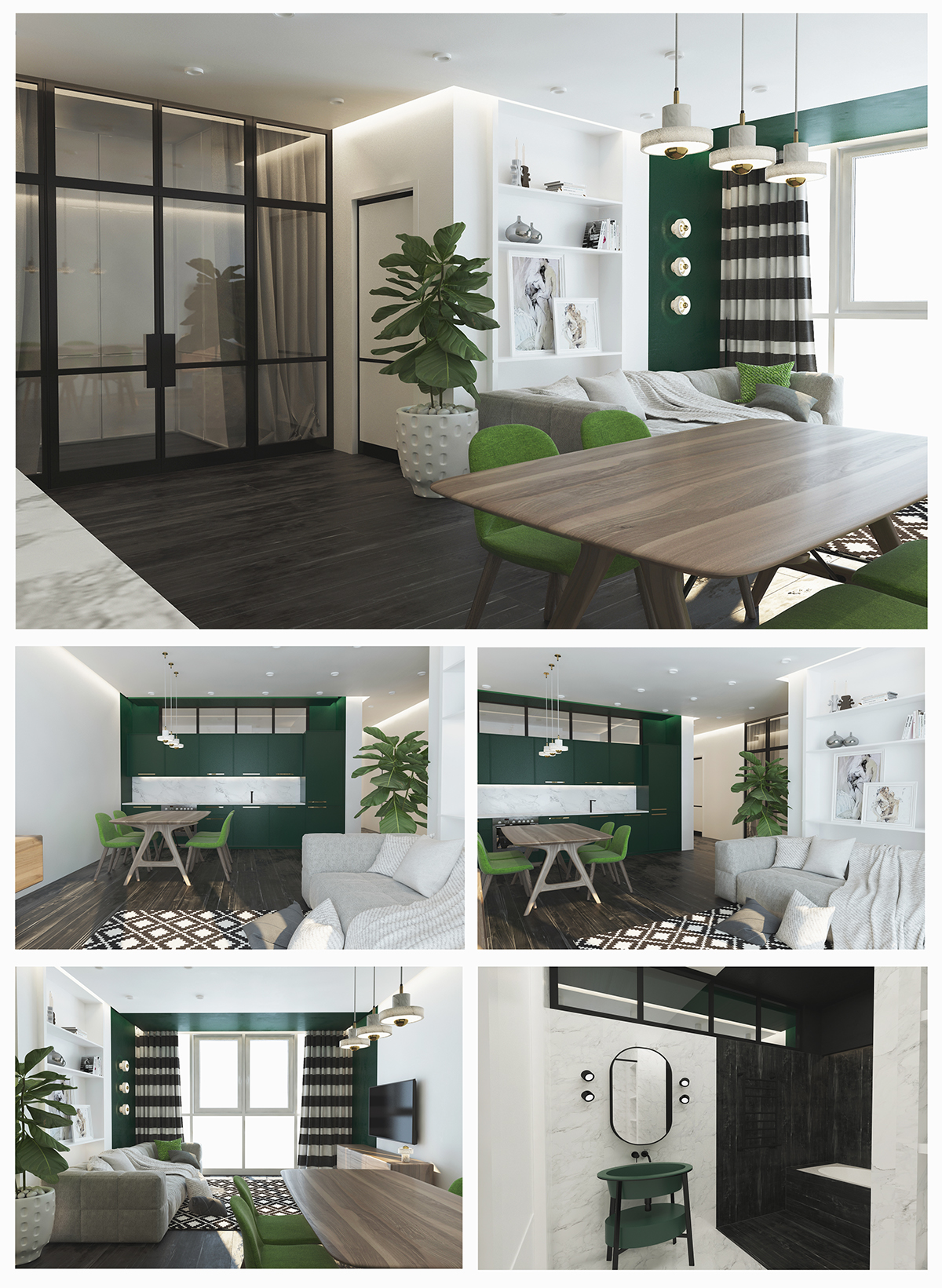 design Interior interiordesign apartment green White gold art