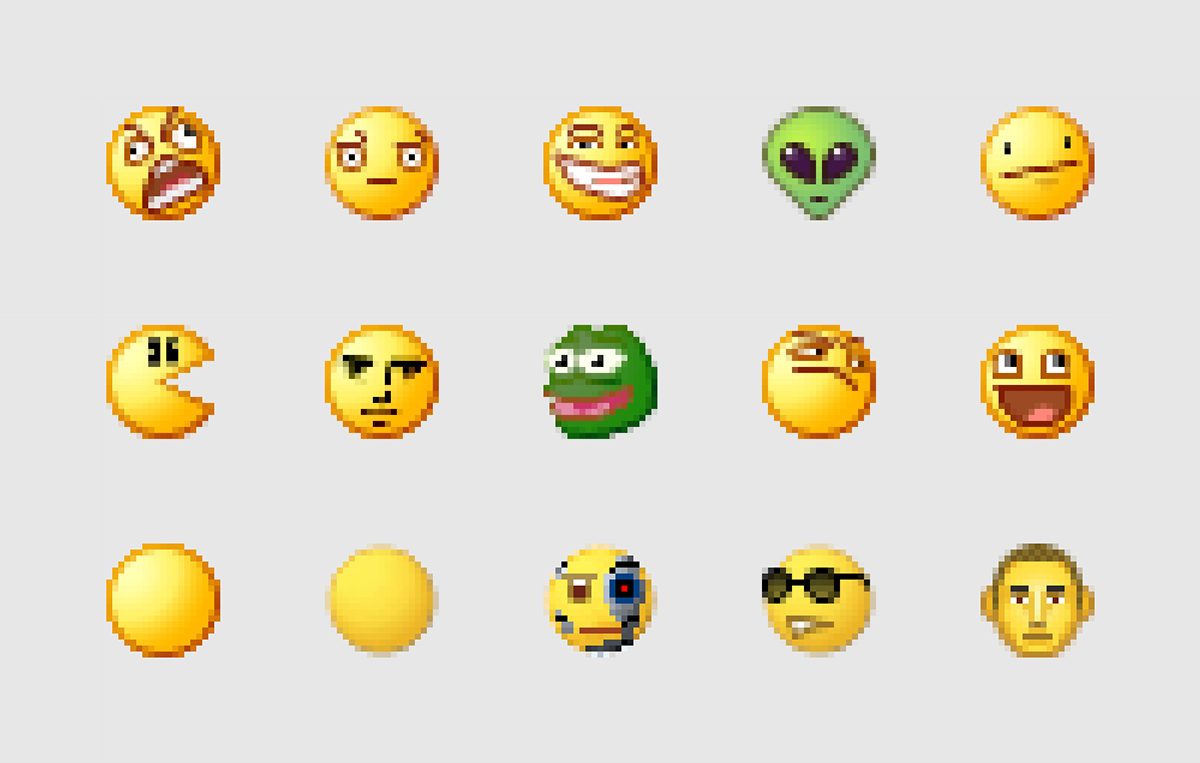 Emoji Emoticon icons stickers smiley Meme Pac-Man pixel instant messenger Messenging im Chat happy face app