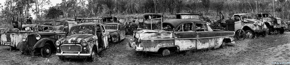 Exibition car Cars old cars Australia old car dump car dump car site vintage black and white Travel aluminium print art photography kaarewulff kårewulff