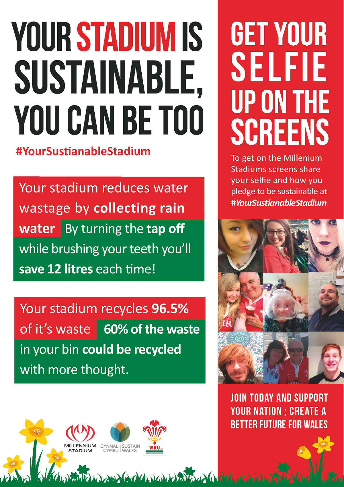 brand promote Sustainable campaign hashtag selfie enviroment WRU cynnal cymru