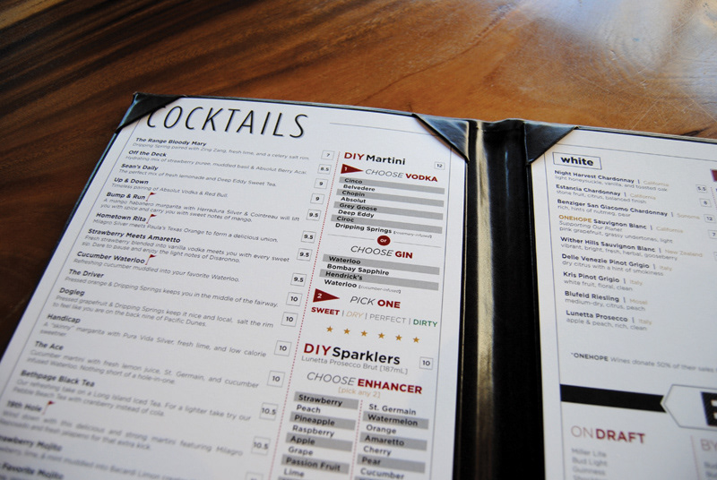 menu restaurant therange golf Golfclub Sportsbar drinkmenu foodmenu