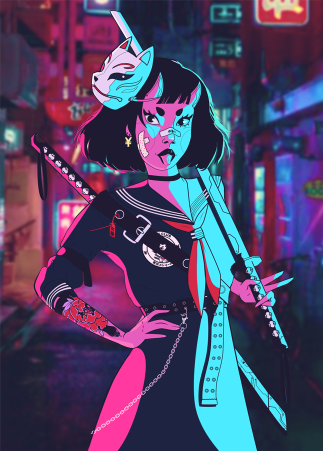 drawthisinyourstyle Character redesign samurai girl ILLUSTRATION  wacom pink