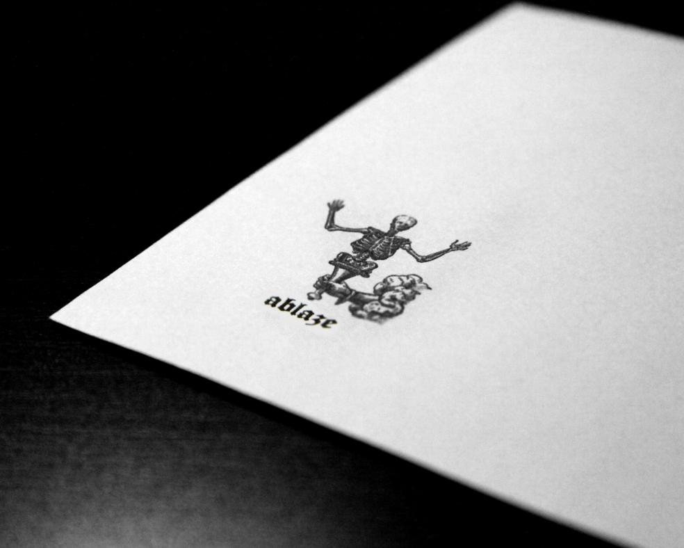 skeleton skull bones ablaze identity Corporate Identity business card club London Rome night card death chemistry dark black old antique Ancient Clenkerwell member