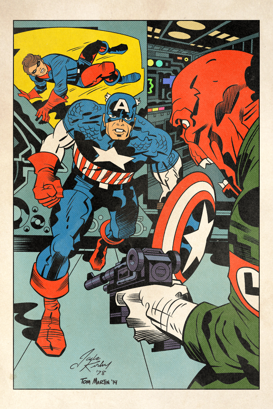 marvel jack kirby inks inking comic comics captain america Red Skull Thor sandman silver surfer doctor doom