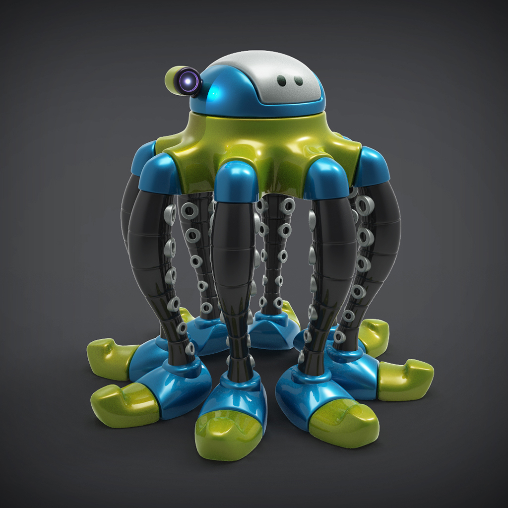 inktober botober robots robot toy Maya keyshot3d 3D rendering