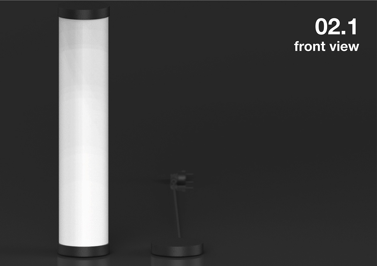 Lamp dinamicity pvc led ecofriendly elegant minimal black White emissive concept torch modular