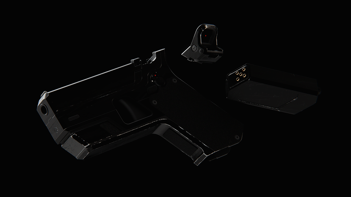 blender3d concept Concept weapon hard surface pistol sci-fi science fiction Scifi weapon design yakuza