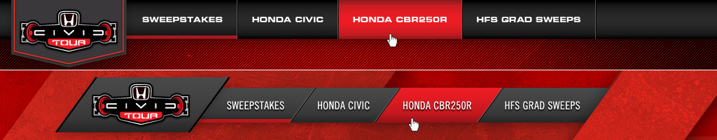 microsite Honda Civic CBR25OR red and black maroon 5