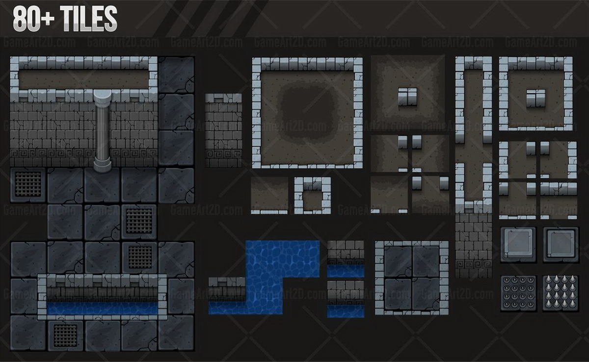 2D game assets Sprite tile tileset Dungeon rpg fantasy Castle