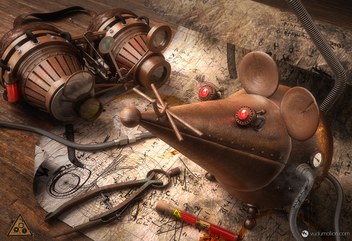 c4d vray STEAMPUNK cinema4d rodent mouse