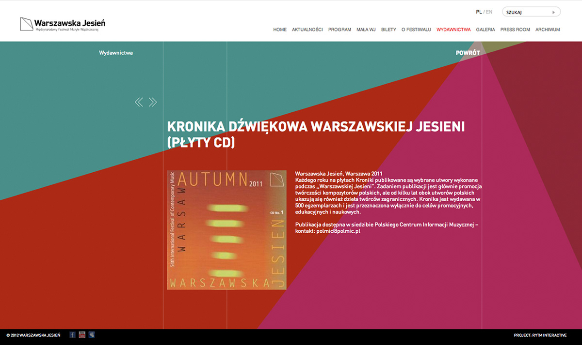 Rtm Rytm Interactive Warszawska Jesień Warsaw Autumn festival Website