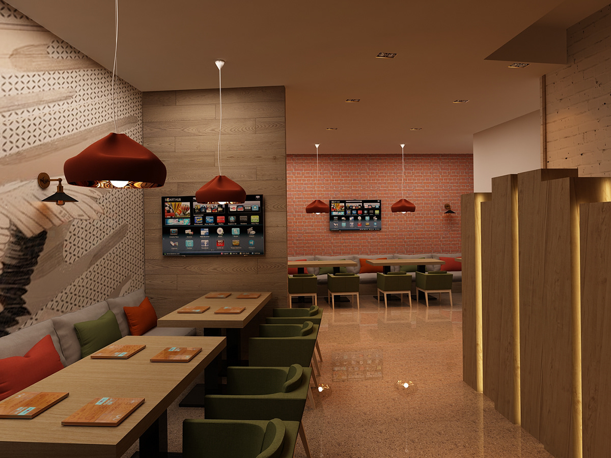 design cafe restaurant concept modern contemporary idea 3D 3dmax vray visualisation