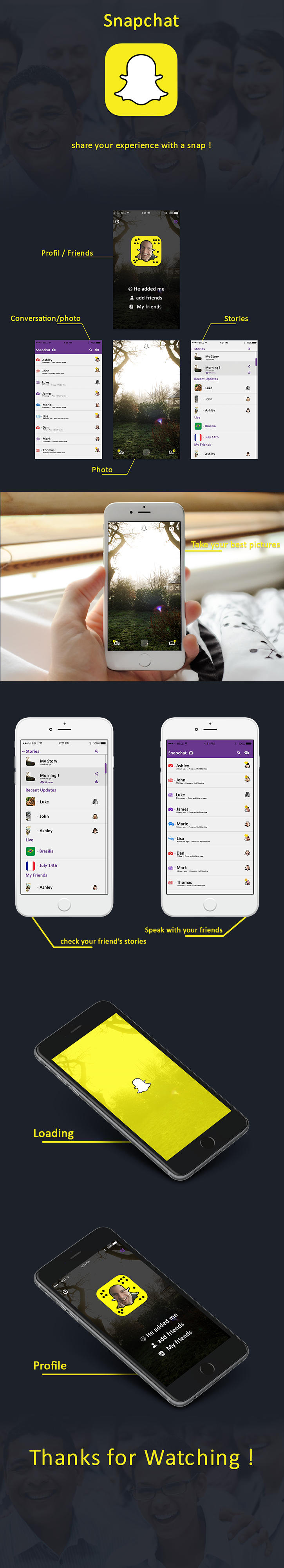 design snapchat mobile iphone Mockup re design re-design app