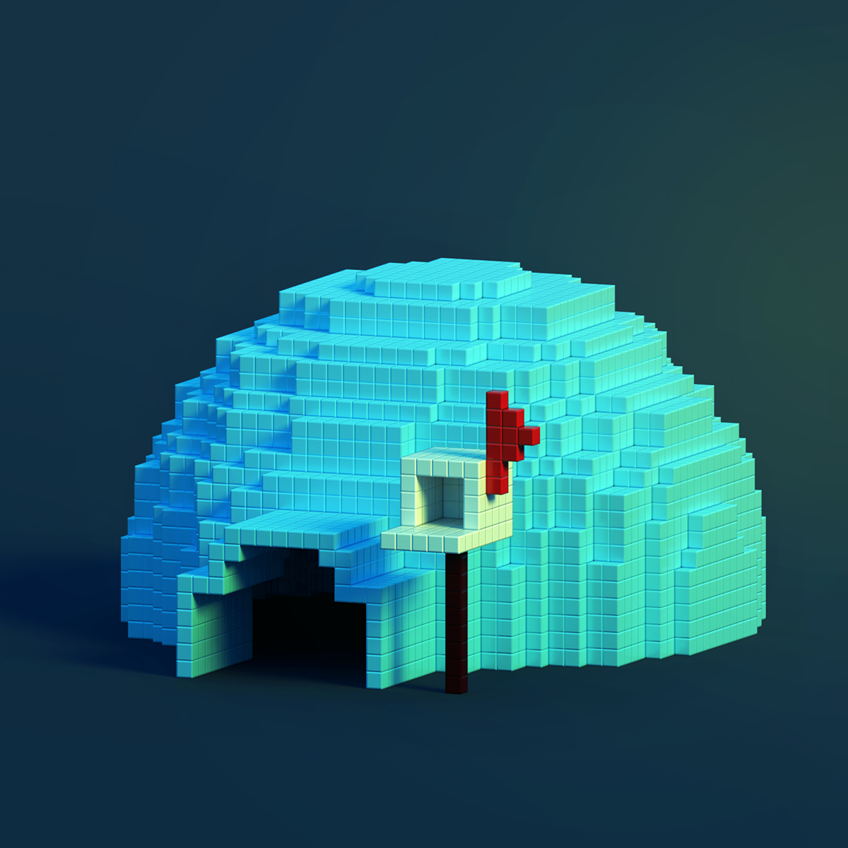 voxel Magicavoxel art igloo house 3D Render
