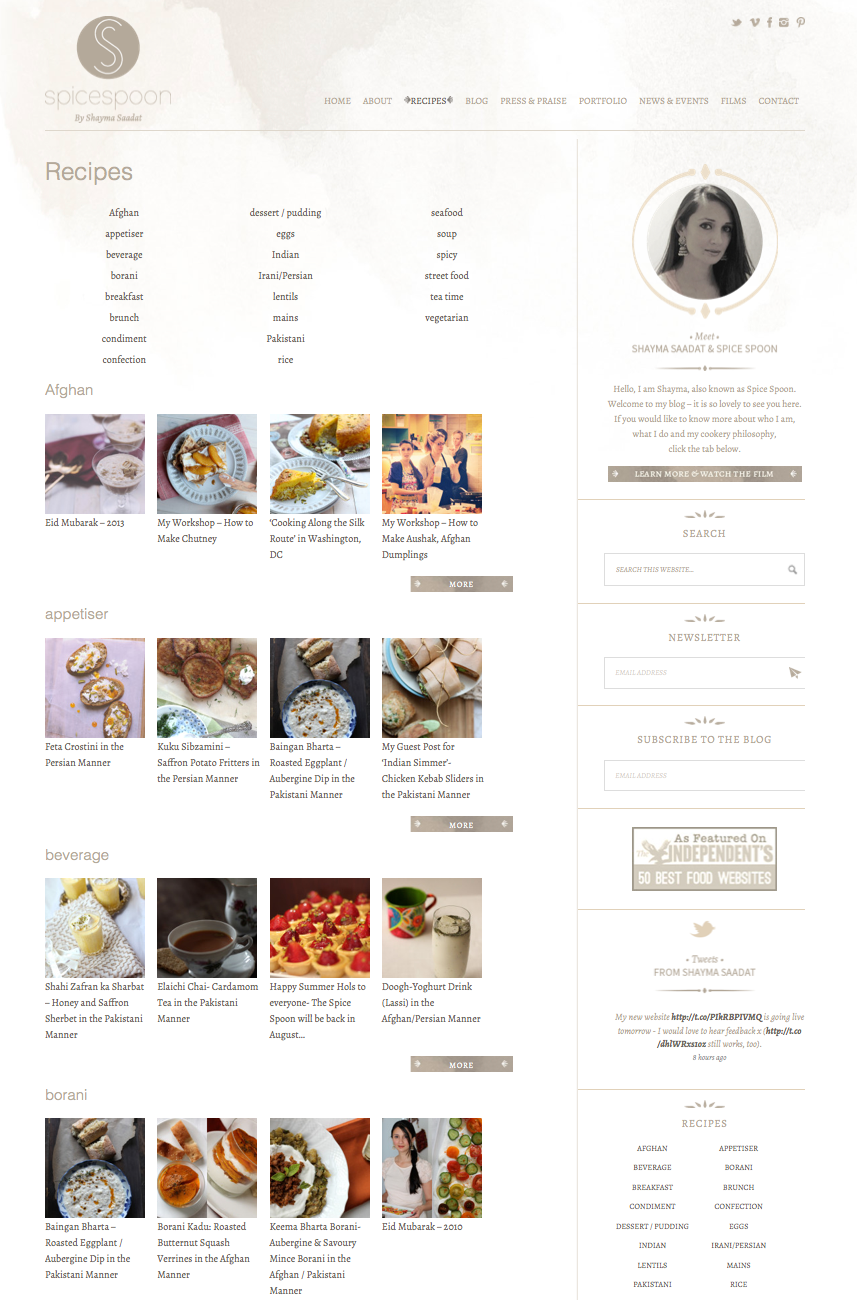 spice spoon shayma saadat food blog heritage cooking blog design video soft color White gray beige Responsive Design coming soon page wordpress moodboard visual identity