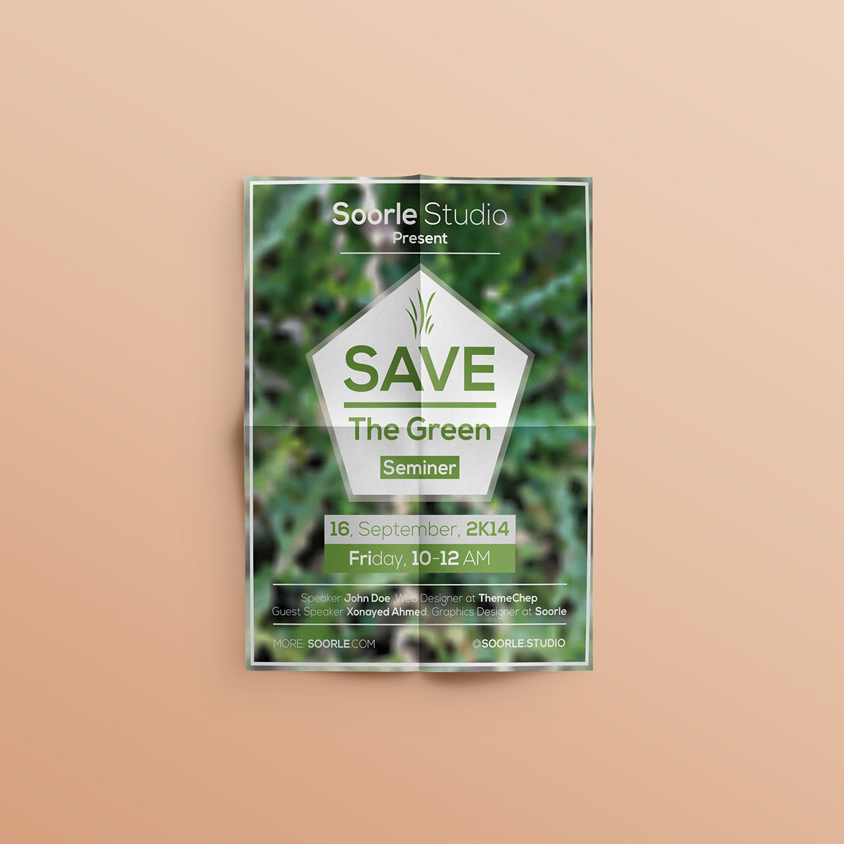 print-ready green flyer seminar 300dpi fully-editable