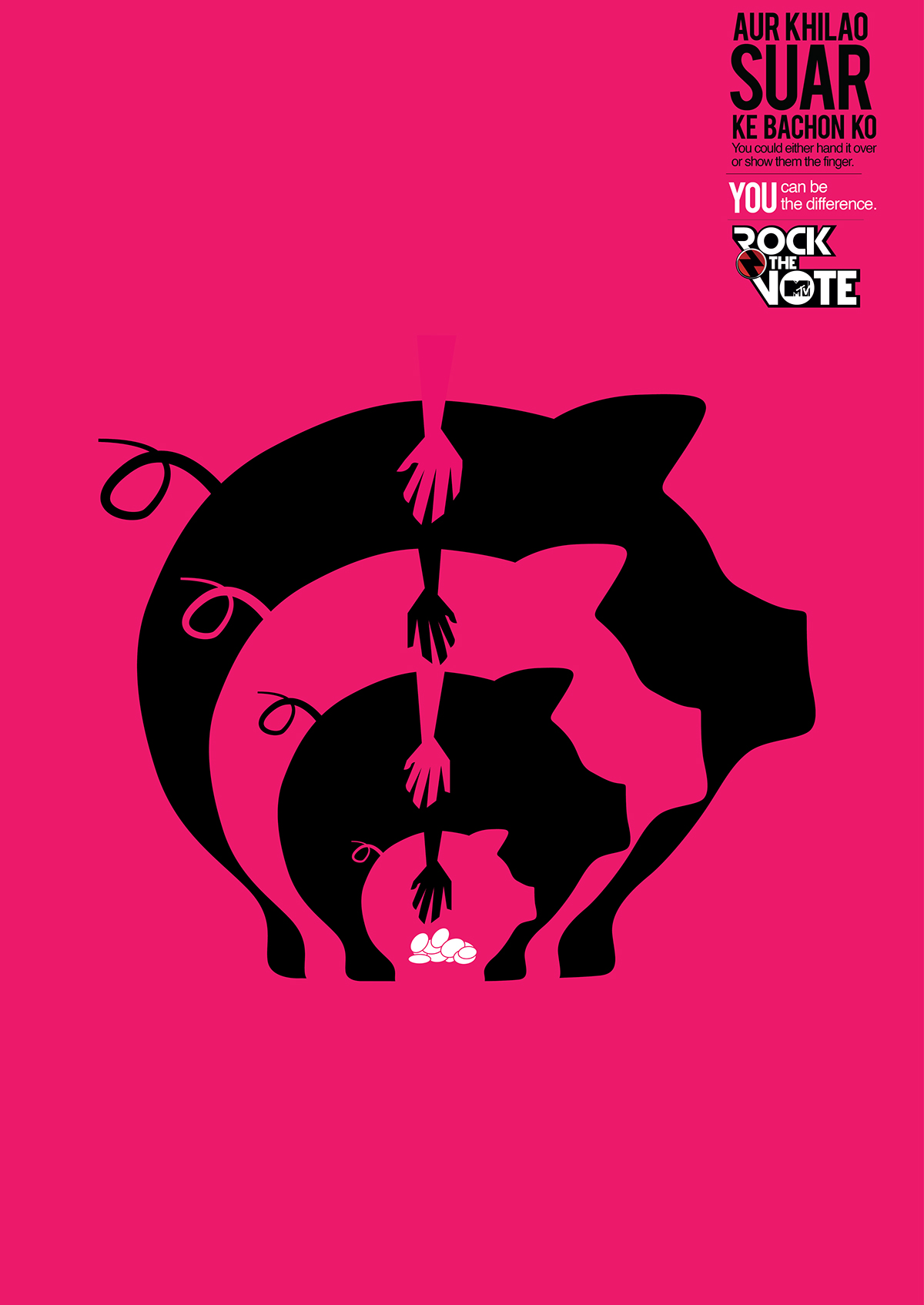 negative space vector vote India Rock the Vote youth poll safety Mtv women Issues social poster print
