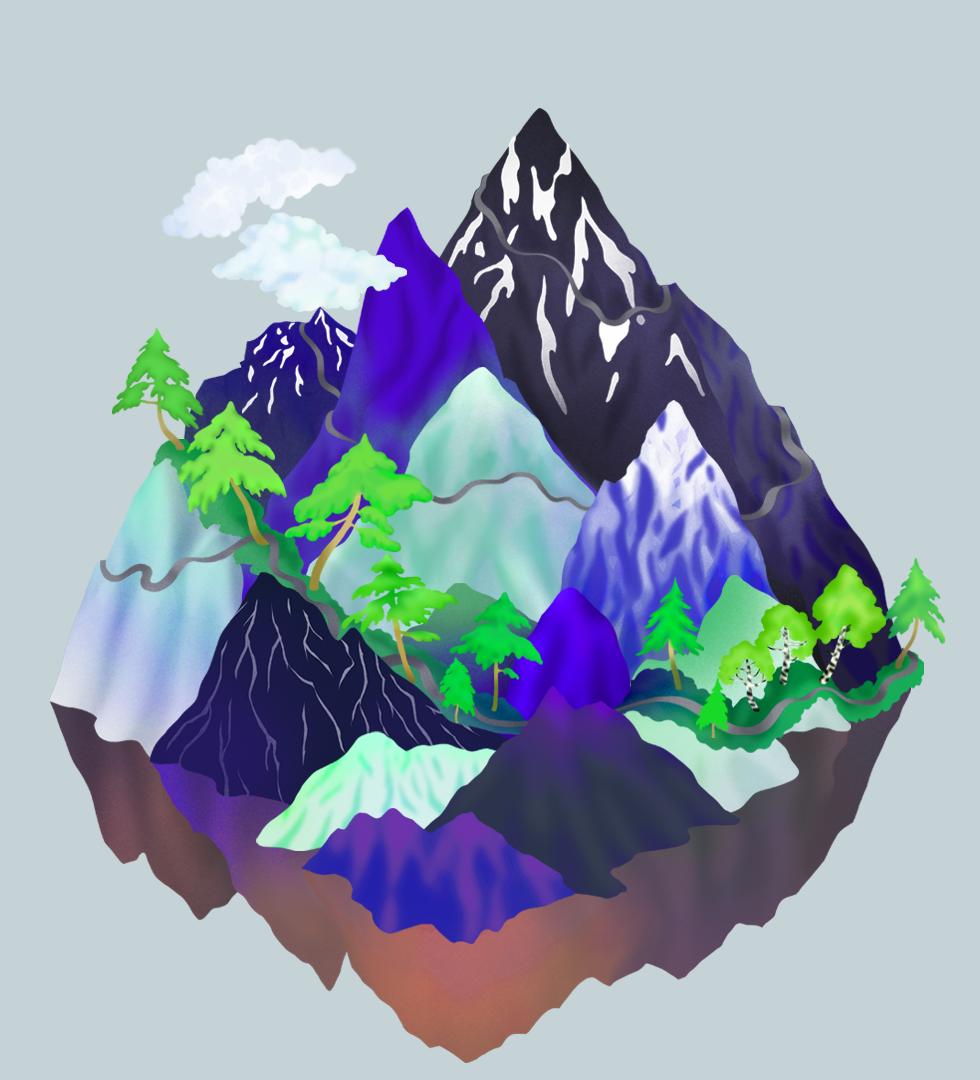 Colourful  illlustration mountain