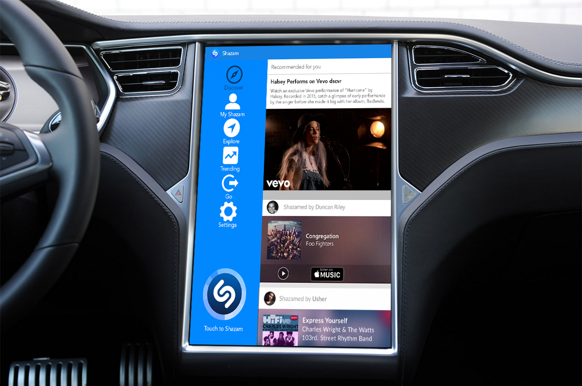connected car Shazam app music smart car voice command