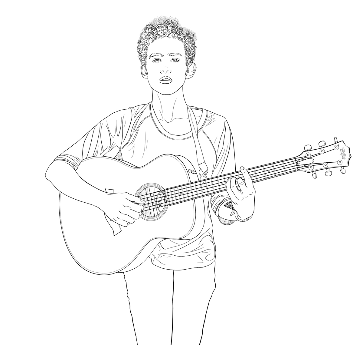 olly alexander portrait lineart poster art musician guitar people films Movies God-Help-The-Girl