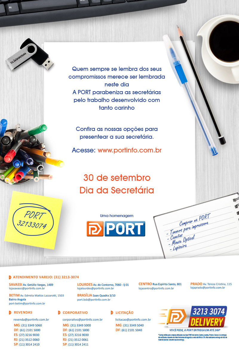 e-mail marketing Pimaco aniversário da cidade Vitoria Secretaria Impressora HP dia da secretária