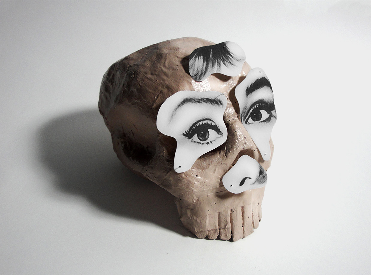 portrait sculpture skull dali Hepburn hemingway einstein photoshop