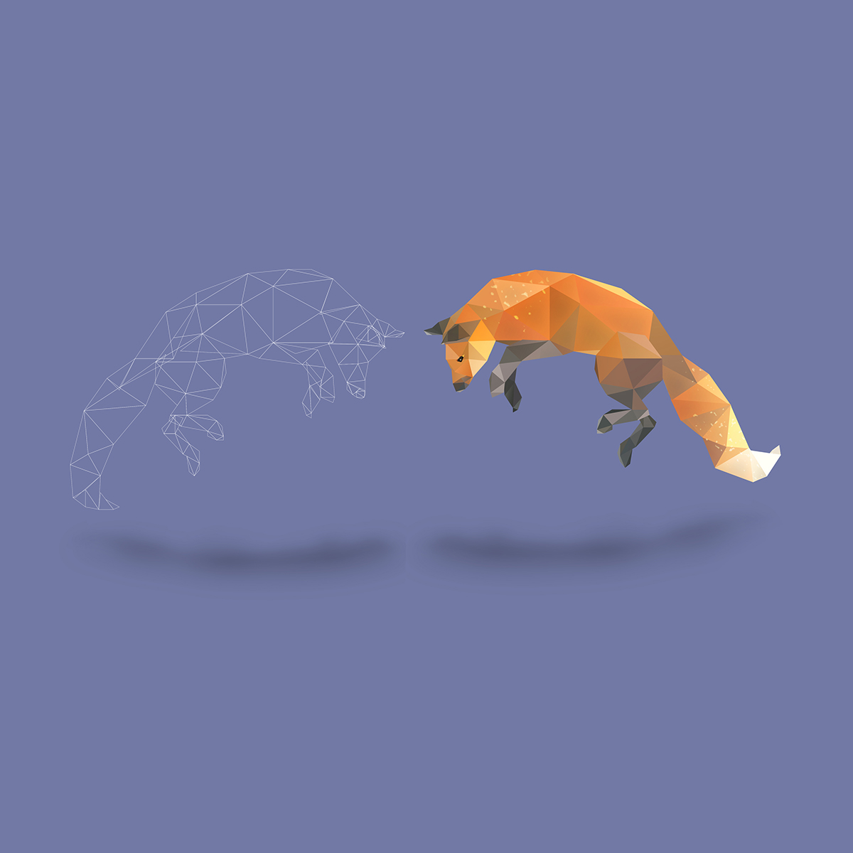 inspire animals FOX red fox photoshop vector Low Poly Nature low polygon Illustrator Creative Cloud Behance brand