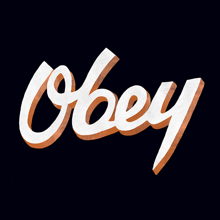 OBEY Script HAND LETTERING shadow type vintage