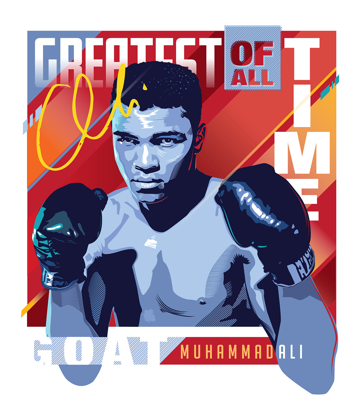 muhammad ali Serena Williams LeBron James roger federer portraits tennis basketball Boxing G.O.A.T. Greatest Of All
