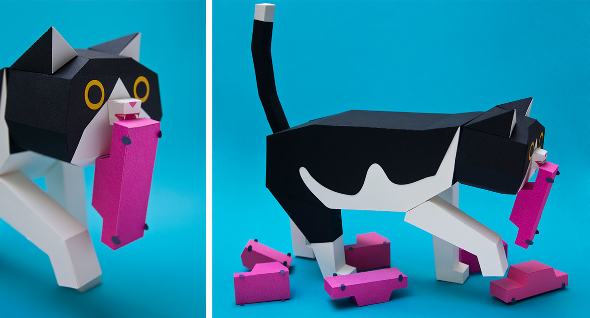 gatos cats papercraft festival furioso Paper City papercat lowpoly Catastrophe scale model