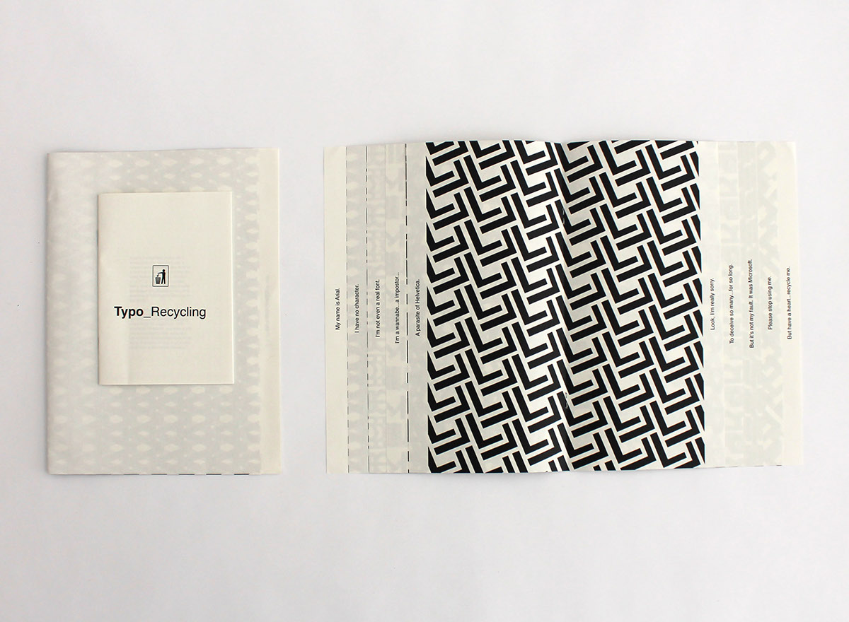 black and white arial recycling Patterns Mark Simmons typo