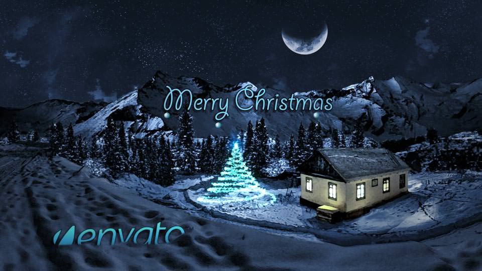 holidays Christmas christmas" Magic   particle light 3D xmas opener intro logo forest home merry happy new year