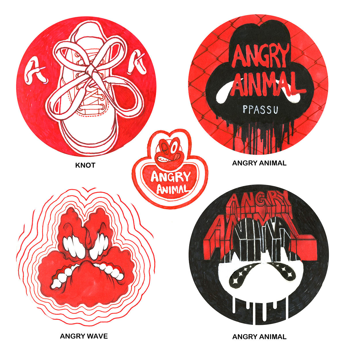 angry Aniaml rage explosion rainy day maka patch design annual ring skull x